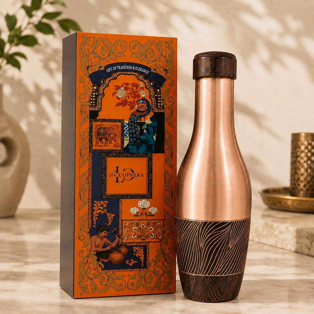 LA COPPERA Plum Wave Copper Bottle – 1000ml