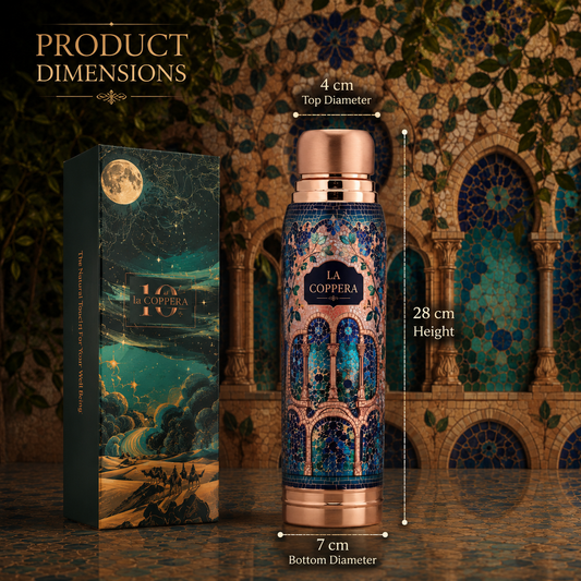 Ayursip Sheesh Mahal 1000ml Pure Copper Water Bottle LA COPPERA