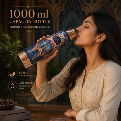 Ayursip Sheesh Mahal 1000ml Pure Copper Water Bottle LA COPPERA