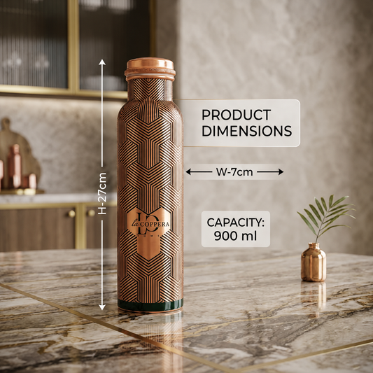 Copper Water Bottle 900ml | Mist UV Printed | Drinking Bottle for Health & Daily Use