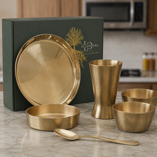 Kansa Thali Set (Set of 6) | Bronze Dinnerware Dining Set