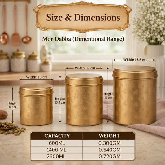 Mor Dabba Round Brass Storage Container – Premium Kitchen Dabba