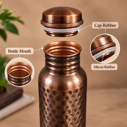 Mist Antique Hammered Copper Water Bottle – 1000ml | Handcrafted Copper Bottle