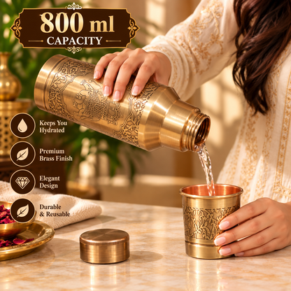 Luna Carafe Small – Sepia Gold | Pure Copper Handcrafted Carafe with Glass