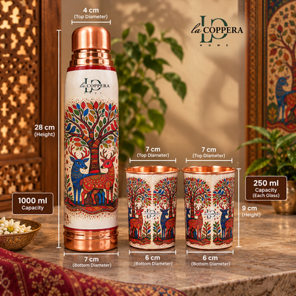 Madhurvan Copper Bottle – 1000ml | Handcrafted Heritage Design | La Coppera