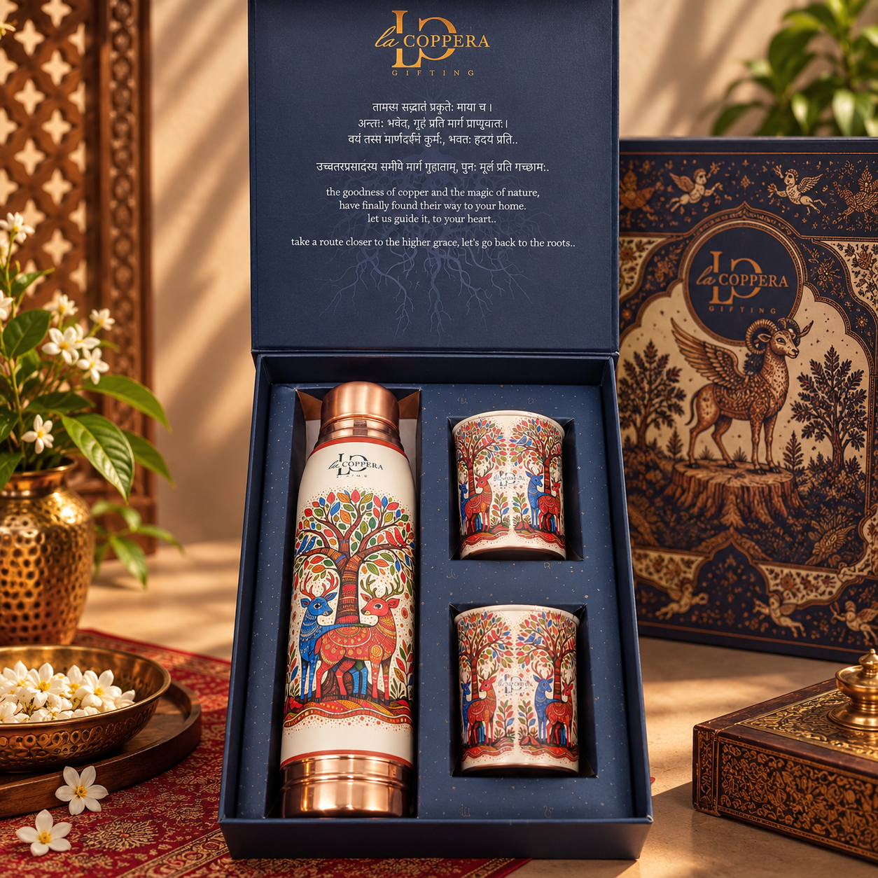 Madhurvan Copper Bottle – 1000ml | Handcrafted Heritage Design | La Coppera