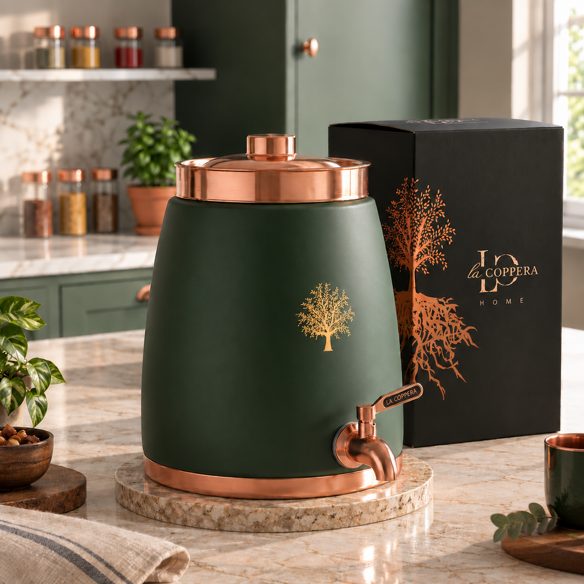Barni Copper Water Dispenser with Tap | Premium Handmade Drinkware
