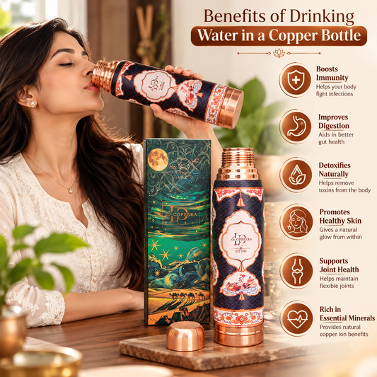 Ayursip Raag Darbar Copper Water Bottle – 1000 ML | LA COPPERA