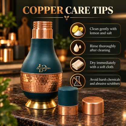 Daffodil Carafe Dust Olive Green Pure Copper | LA COPPERA