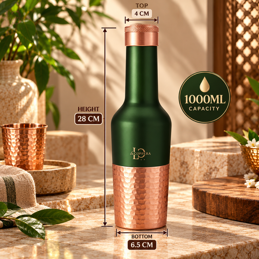 Madira Bottle Green – Pure Copper Water Bottle | Matte Green Designer Bottle