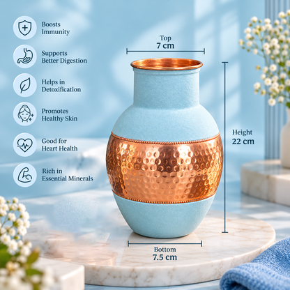 Monarch Azure Blue Velvet Copper Carafe – Premium Gift Box | LA COPPERA