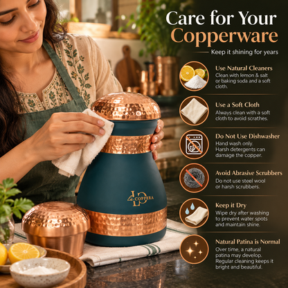 Dolphin Carafe Dust Olive Green Pure Copper | LA COPPERA