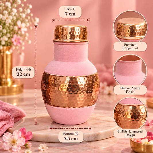 Monarch PINK Velvet Copper Carafe with Premium Gift Box | LA COPPERA