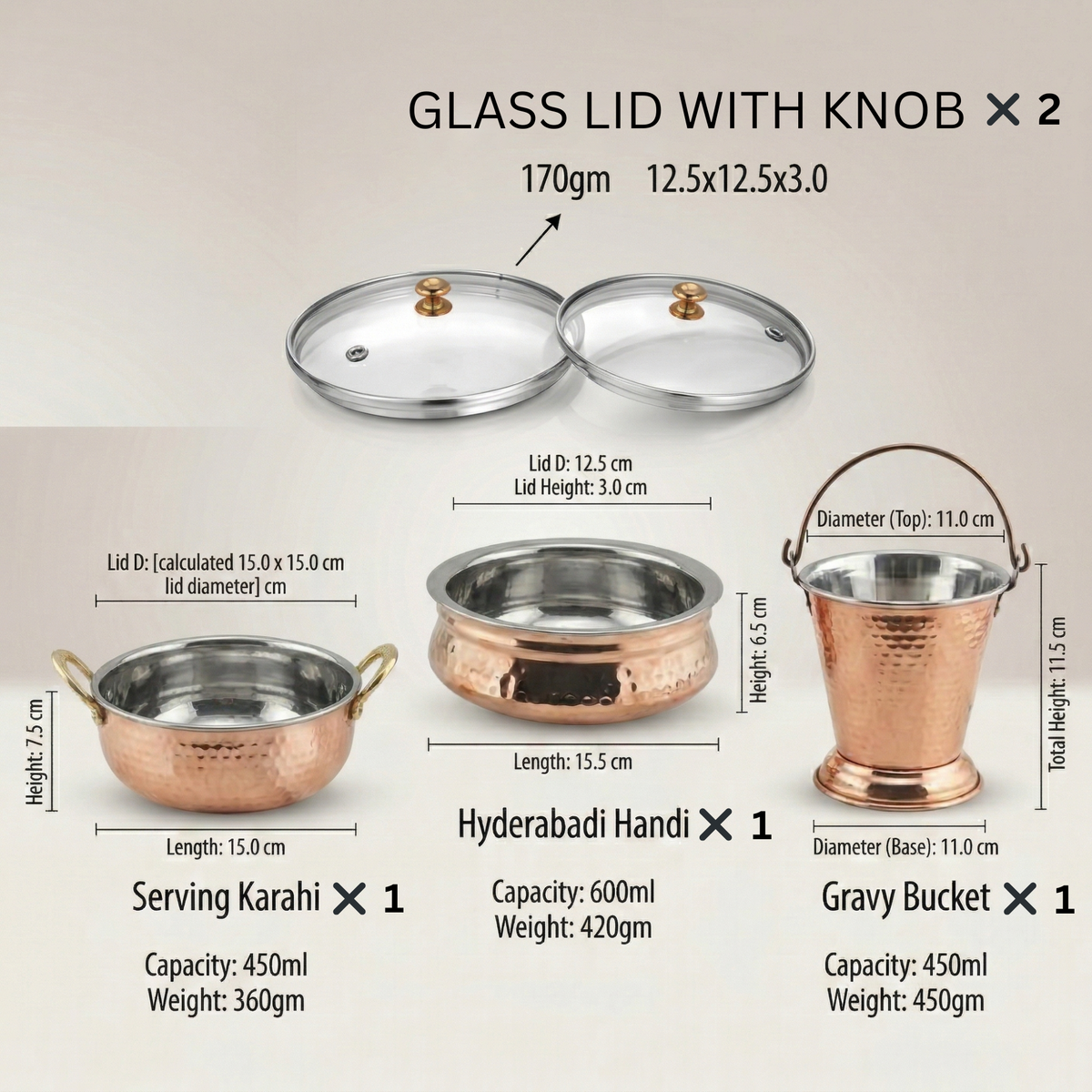 Royal Dinner Set 41 Piece | Copper Stainless Steel Thali Set | La Coppera