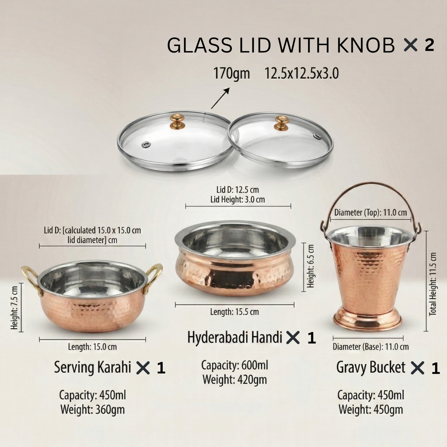 Royal Dinner Set 41 Piece | Copper Stainless Steel Thali Set | La Coppera