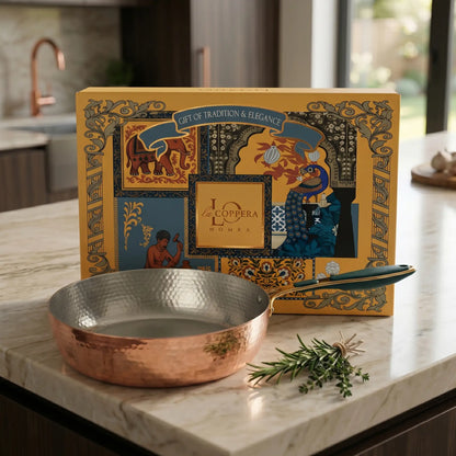 Hammered Copper Fry Pan (Tin Coated) – Traditional Tinned Copper Cooking Pan for Gas Stove
