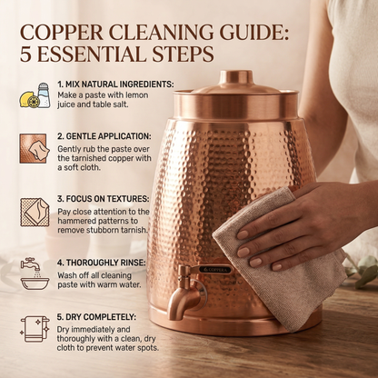 Barni Hammer Copper Water Dispenser with Tap