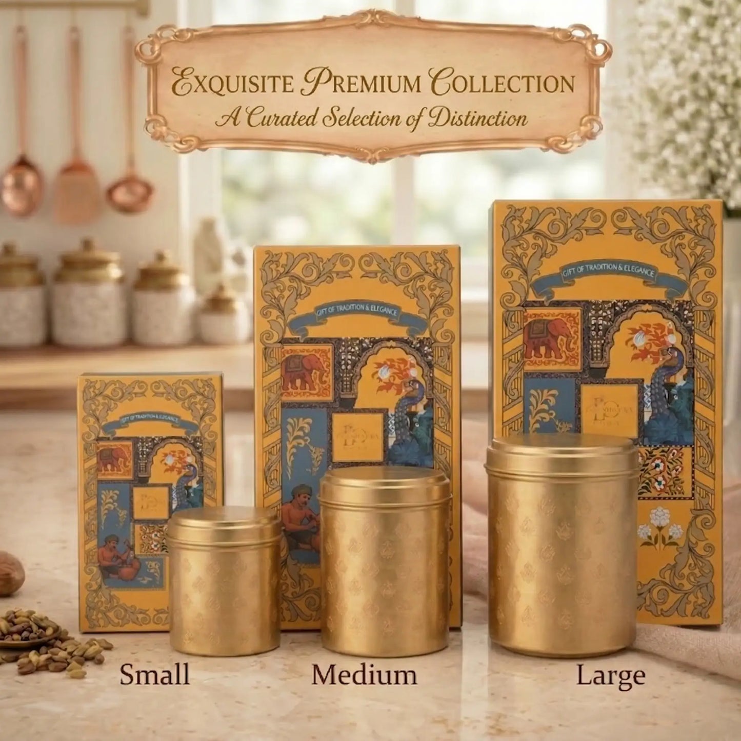 Mor Dabba Round Brass Storage Container – Premium Kitchen Dabba