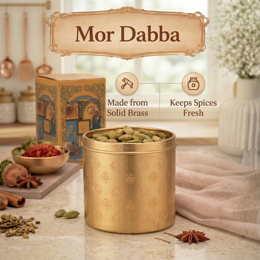 Mor Dabba Round Brass Storage Container – Premium Kitchen Dabba