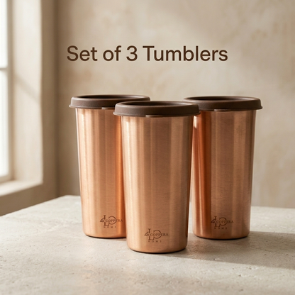 Pure Copper Tumbler with Lid – 99% Handmade Drinkware