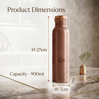 Copper Water Bottle 900ml | Mist UV Printed | Drinking Bottle for Health & Daily Use