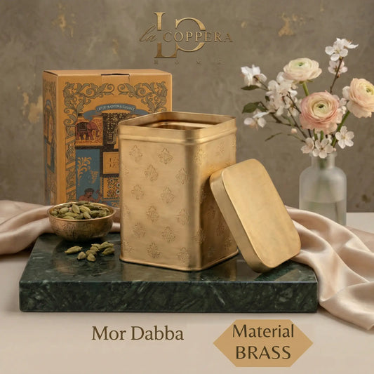 Mor Dabba Cube Brass Storage Container for Dry Fruits & Kitchen Storage