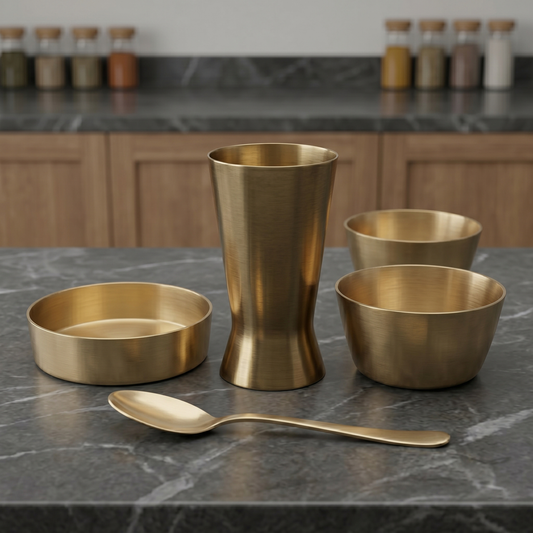 Kansa Thali Set (Set of 6) | Bronze Dinnerware Dining Set