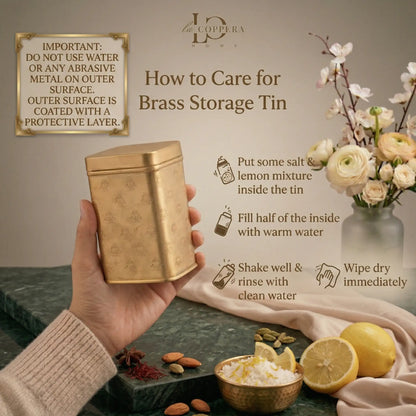 Mor Dabba Cube Brass Storage Container for Dry Fruits & Kitchen Storage