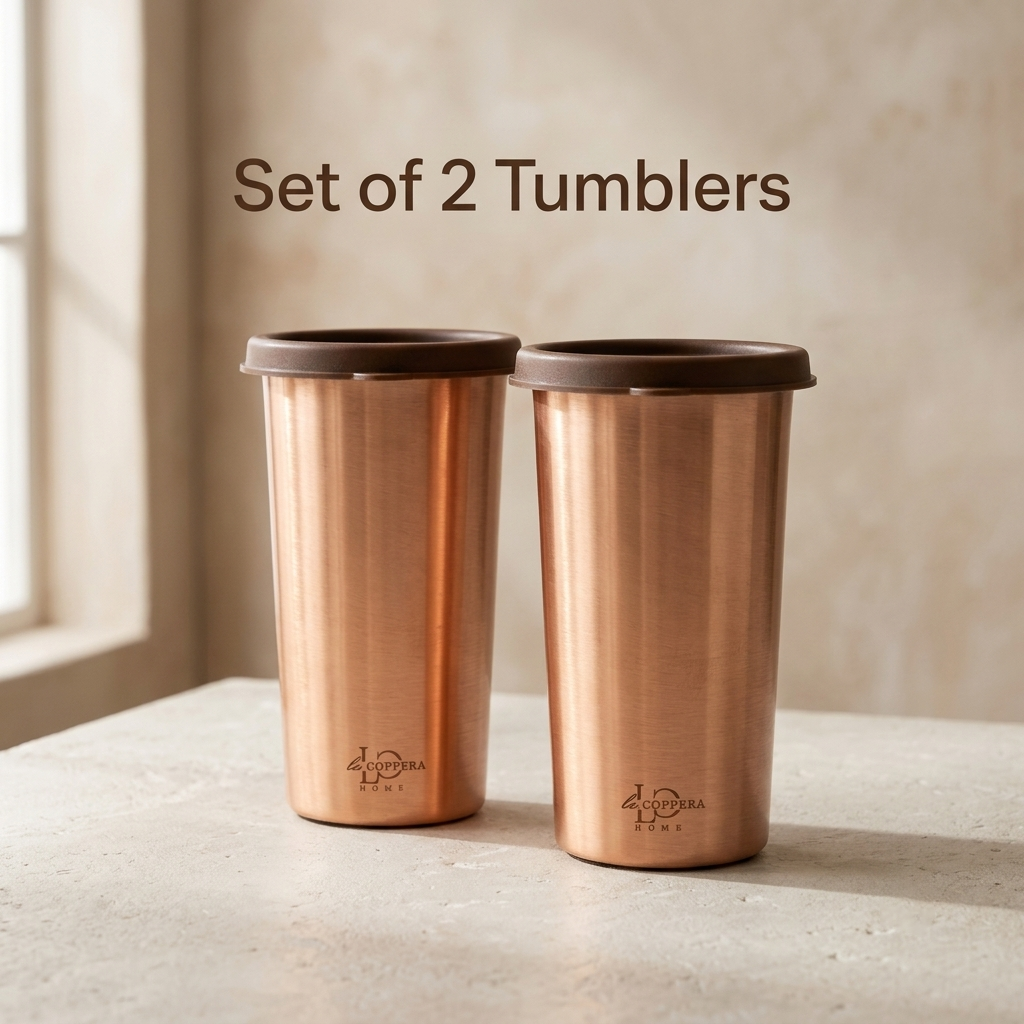 Pure Copper Tumbler with Lid – 99% Handmade Drinkware