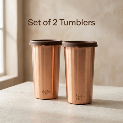 Pure Copper Tumbler with Lid – 99% Handmade Drinkware