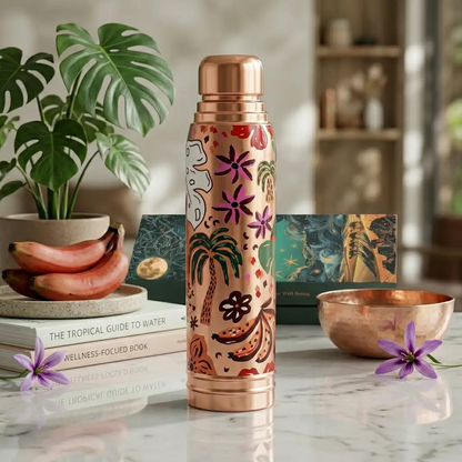 Ayursip Artwork Pure Copper Bottle 1000ml | Designer Ayurvedic Bottle