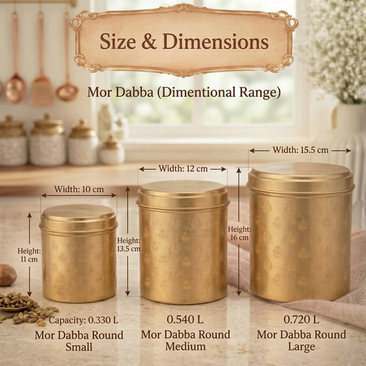 Mor Dabba Round Brass Storage Container – Premium Kitchen Dabba