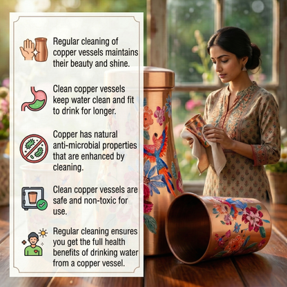 Jungle Whispers Copper Bedside Carafe Set with Glass
