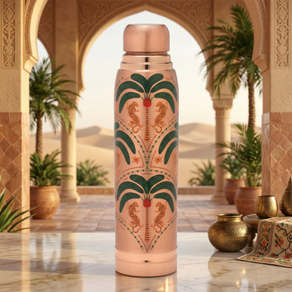 Ayursip Artwork Pure Copper Bottle 1000ml | Designer Ayurvedic Bottle