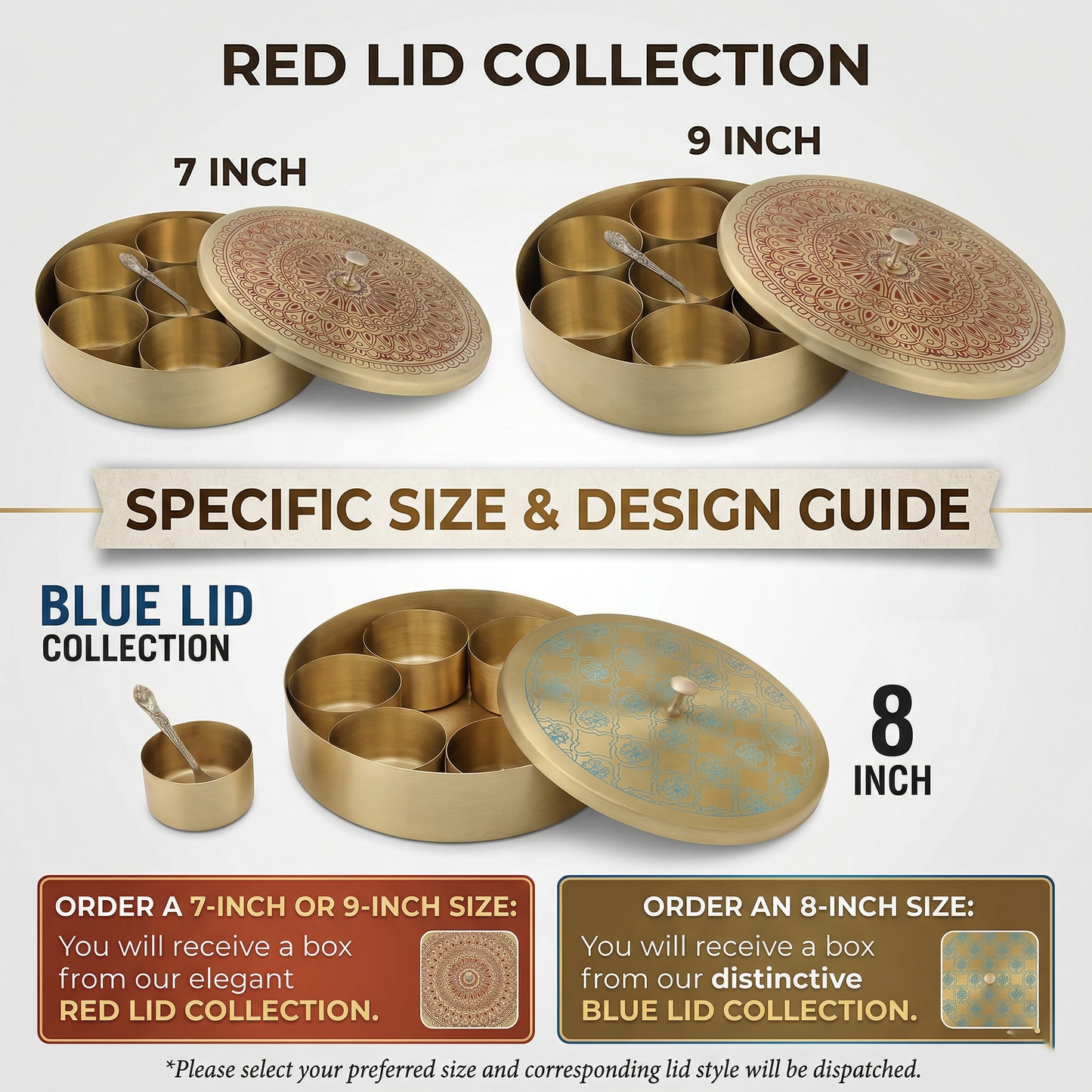 Masala Box Etched – Brass Spice Storage Box with Lid