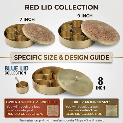 Masala Box Etched – Brass Spice Storage Box with Lid