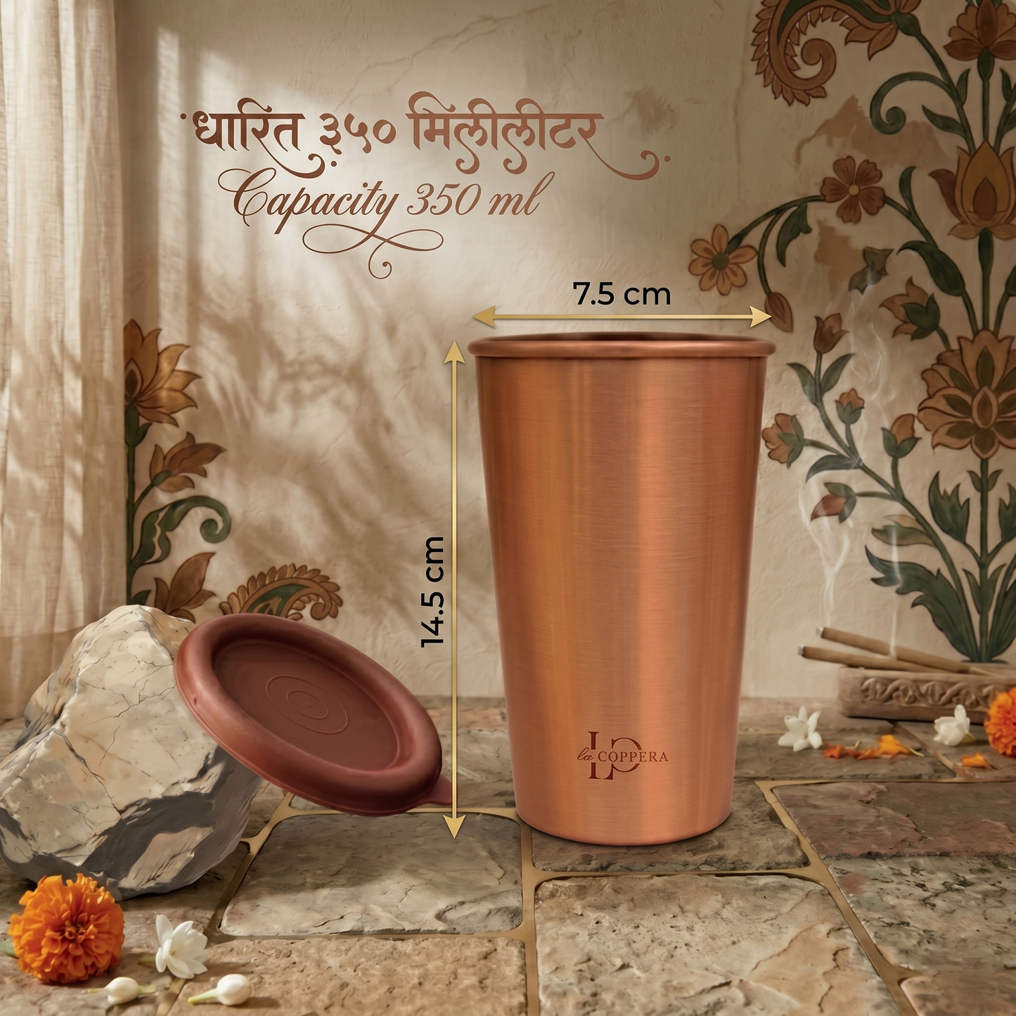 Pure Copper Tumbler with Lid – 99% Handmade Drinkware