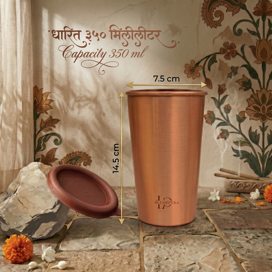 Pure Copper Tumbler with Lid – 99% Handmade Drinkware