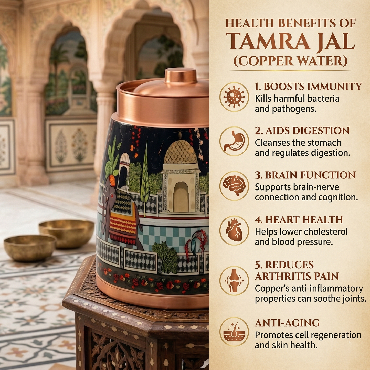 Barni Elle The King – 8L Pure Copper Water Dispenser with Tap