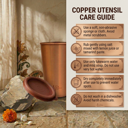 Pure Copper Tumbler with Lid – 99% Handmade Drinkware