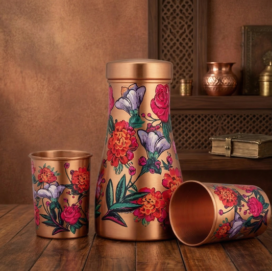 Wild Bloom Bedside Copper Carafe Set with Tumbler