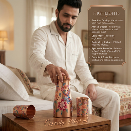 Wild Bloom Bedside Copper Carafe Set with Tumbler