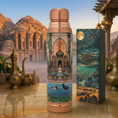 Ayursip Artwork Pure Copper Bottle 1000ml | Designer Ayurvedic Bottle