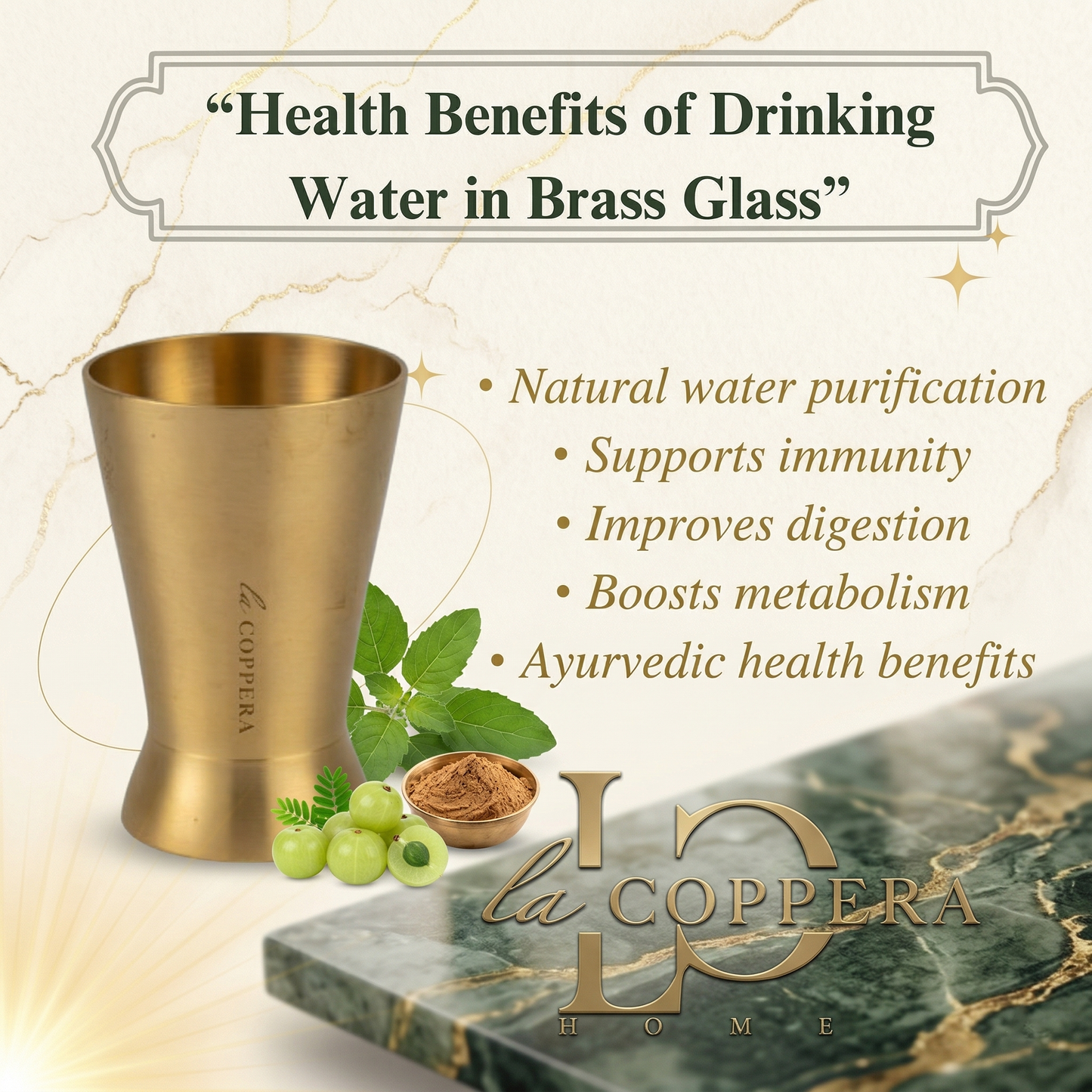 Brass Royal Glass Set of 2 | Premium Metal Drinking Glasses
