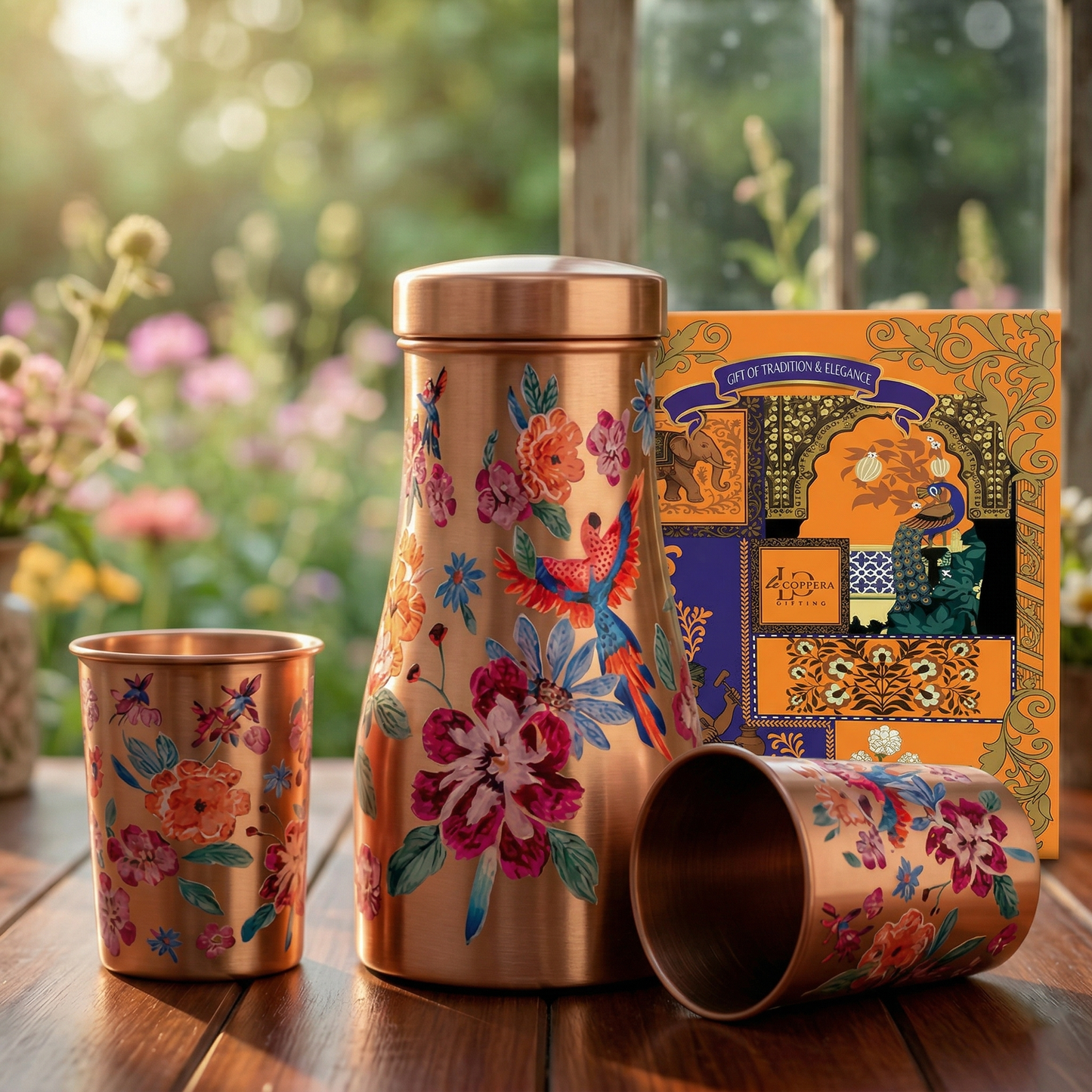 Jungle Whispers Copper Bedside Carafe Set with Glass