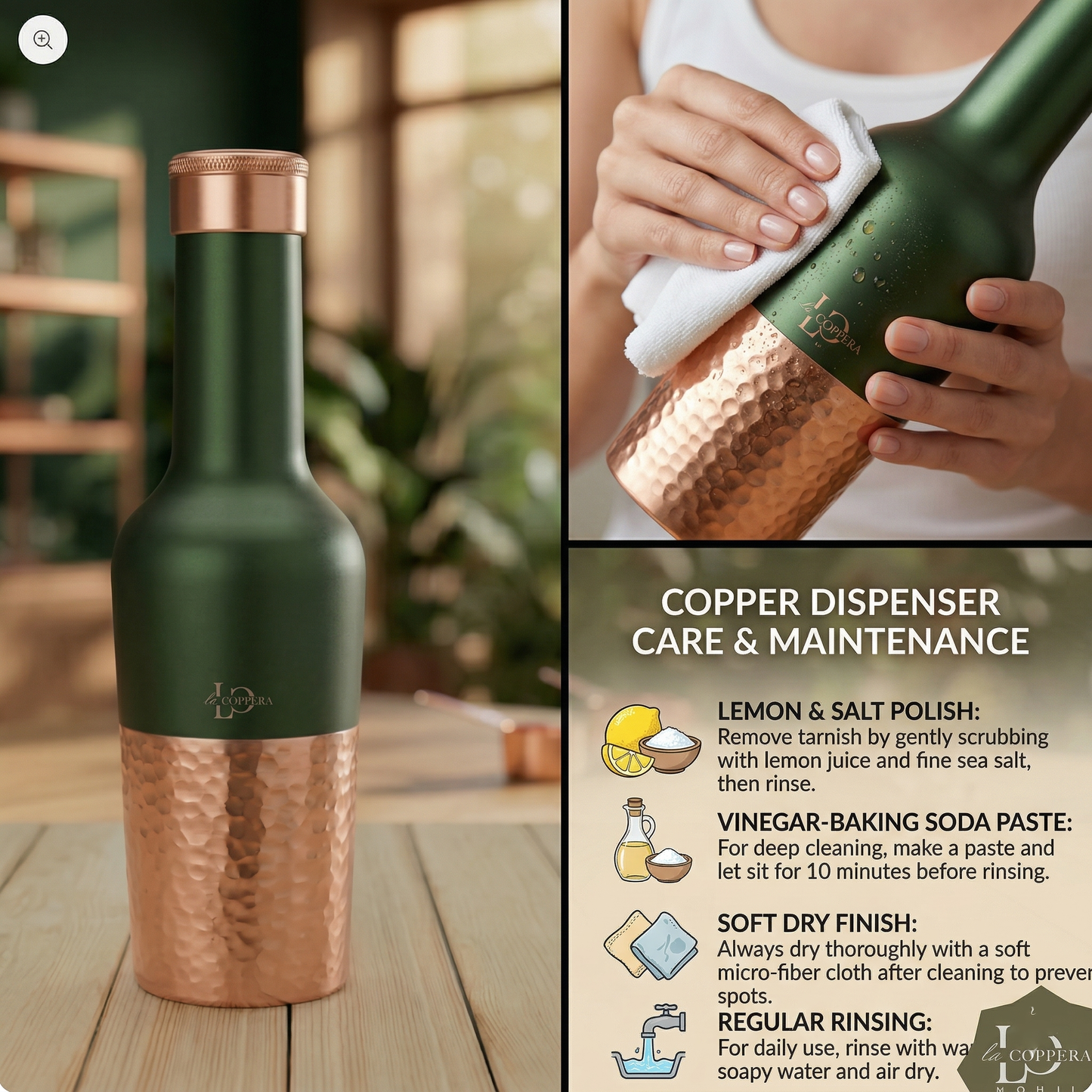 Madira Bottle Green – Pure Copper Water Bottle | Matte Green Designer Bottle