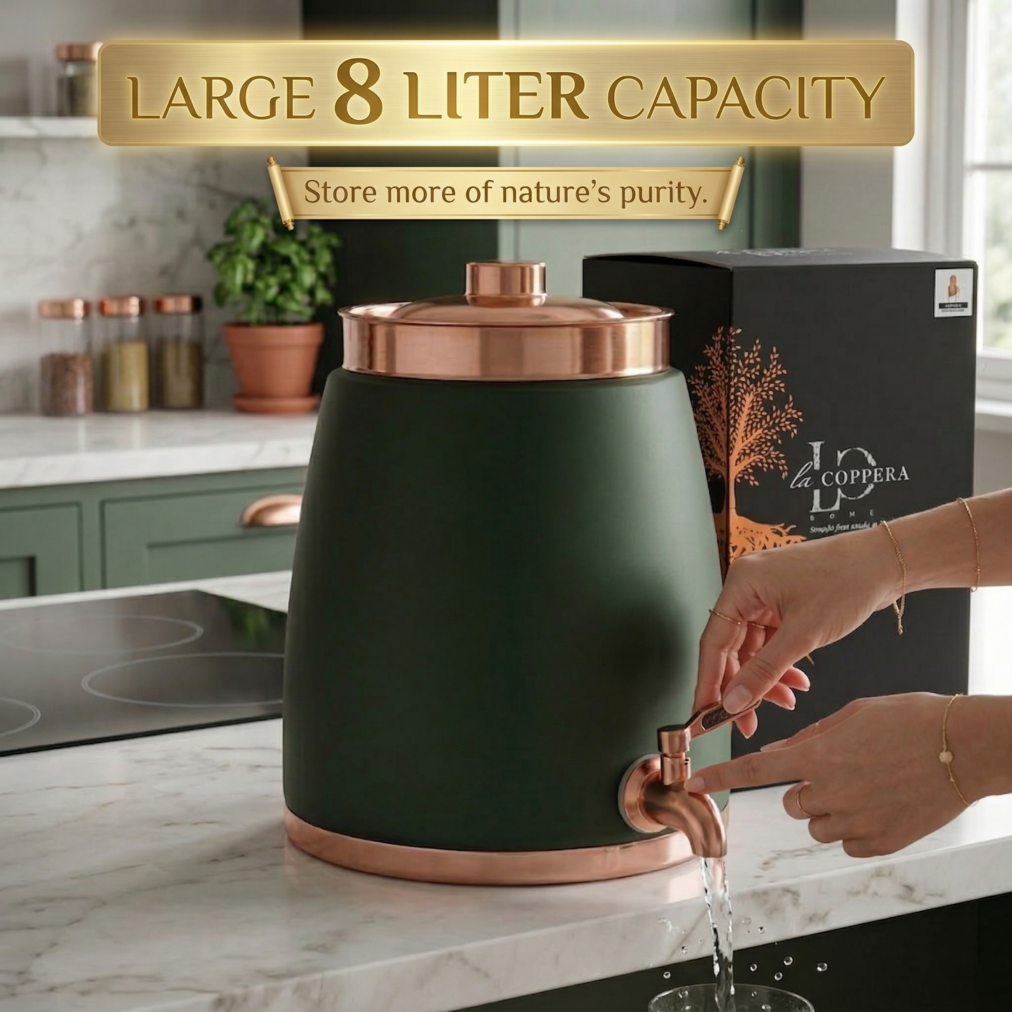 Barni Copper Water Dispenser with Tap | Premium Handmade Drinkware