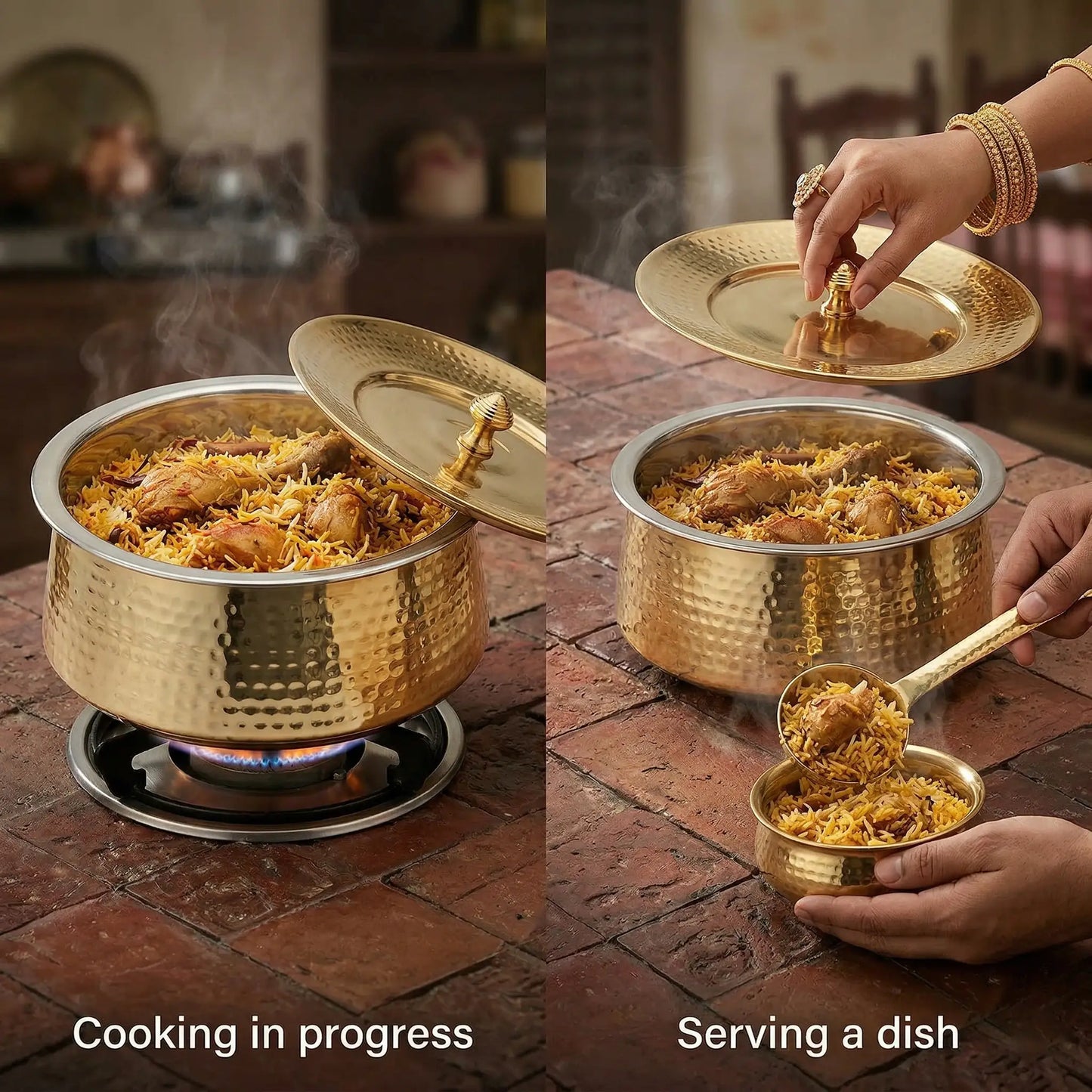 Heritage Brass Handi – Hand Hammered Cooking Pot
