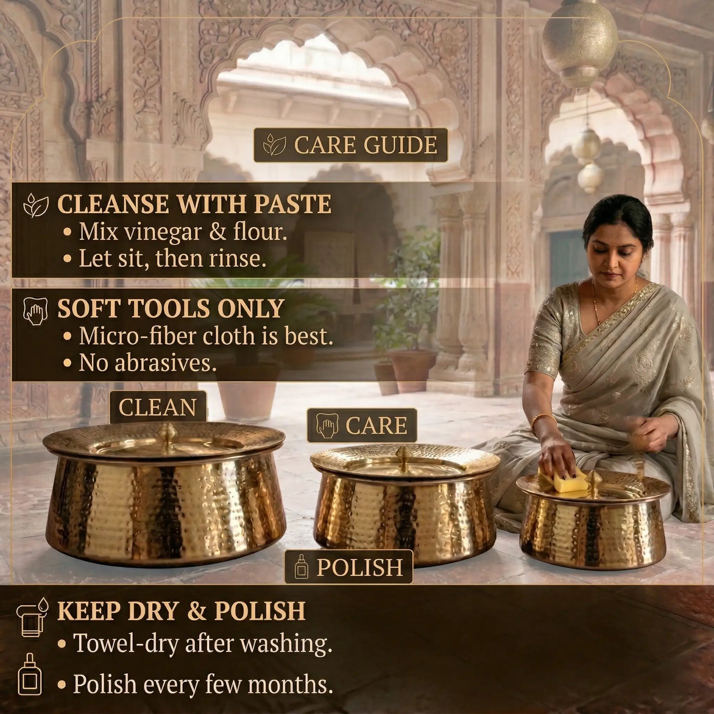 Heritage Brass Handi – Hand Hammered Cooking Pot