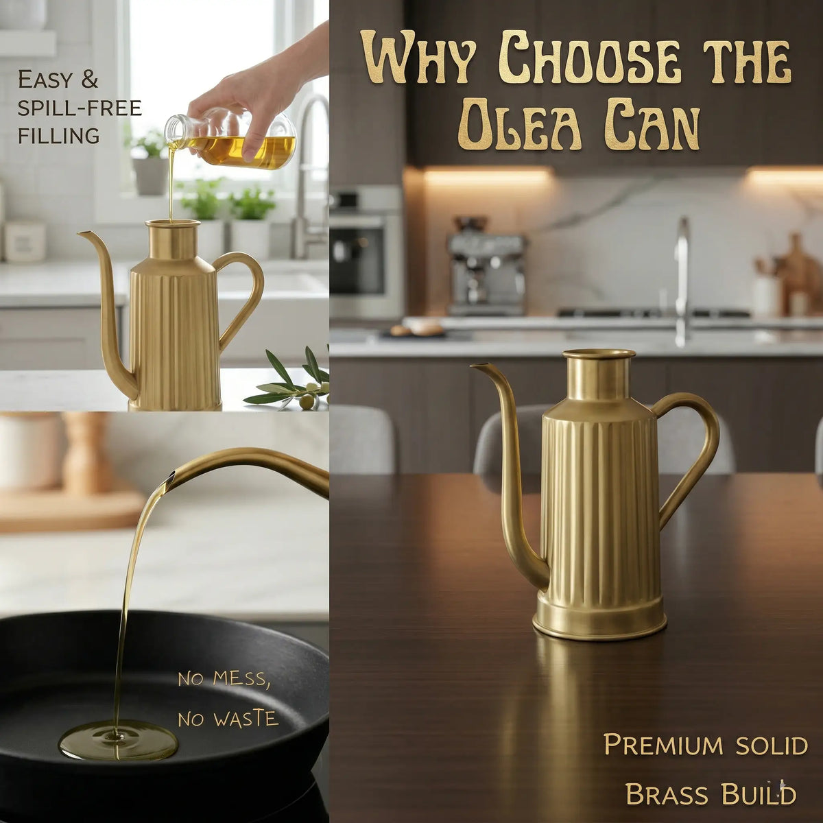 Olea Can – Premium Brass Oil Dispenser (700 ml)